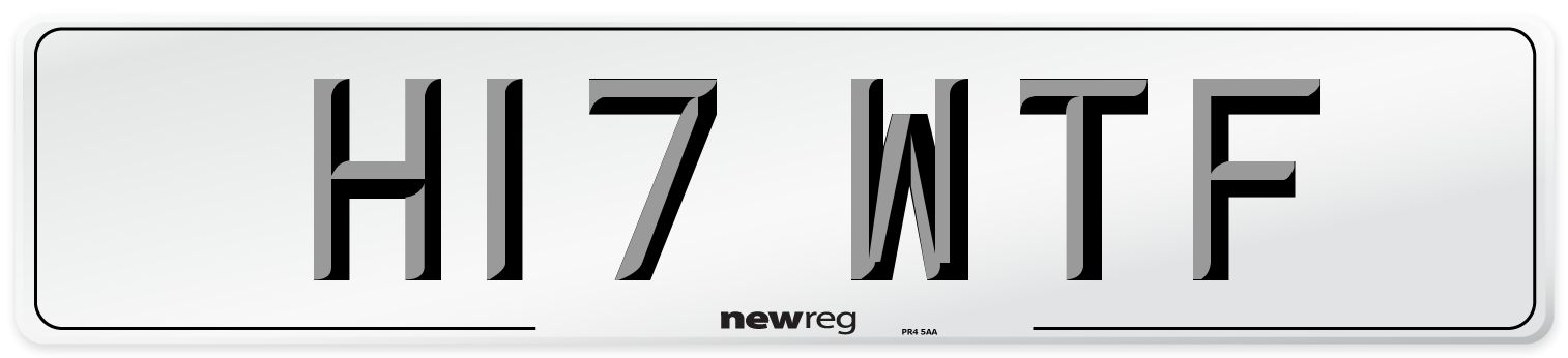 H17 WTF Number Plate from New Reg
